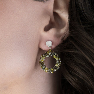 MIXED GEM ROUND EARRING