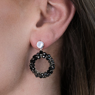 MIXED GEM ROUND EARRING