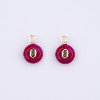 GOLD FUCHSIA AGATE STONE CHARM - HUGGIE