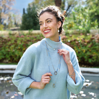 GOLD SUMMER BLUE HAYLEY NECKLACE (WITH PEARL CHARM)