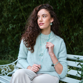 SILVER SUMMER GREEN HAYLEY NECKLACE (WITH PEARL CHARM)