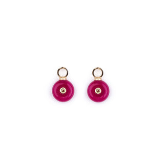 MINI GOLD FUCHSIA AGATE STONE CHARM - HUGGIE