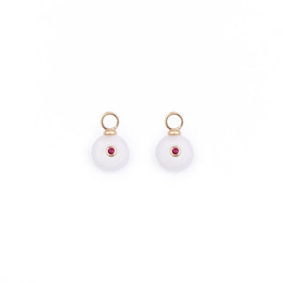 MINI GOLD WHITE AGATE STONE CHARM - HUGGIE