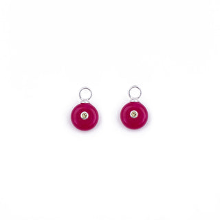 MINI SILVER FUCHSIA AGATE STONE CHARM - HUGGIE