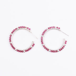 MEDIUM BALL HOOP EARRINGS - SILVER
