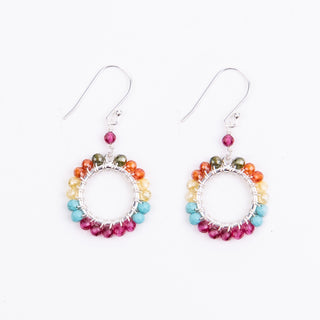 RAINBOW CIRCLE EARRINGS - SILVER