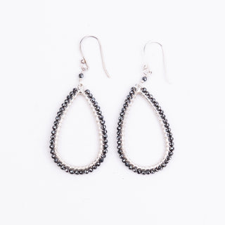 SILVER OVAL GEM HOOPS