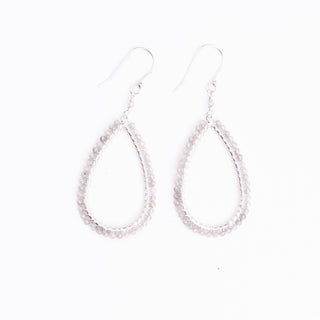 SILVER OVAL GEM HOOPS