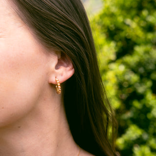 CHAMPAGNE SIMPLE GEM HOOPS