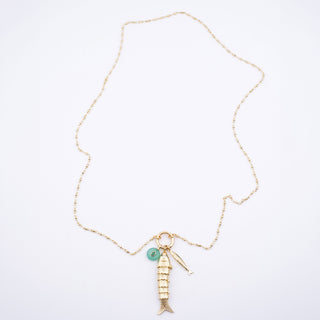 GREEN AVENTURINE LONG FISH NECKLACE
