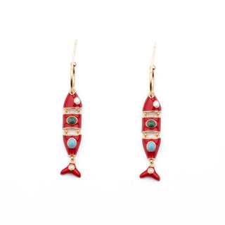 RED SWIMMING EARRINGS