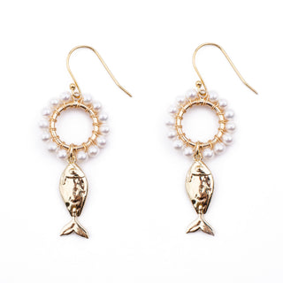 PEARL FISH EARRINGS