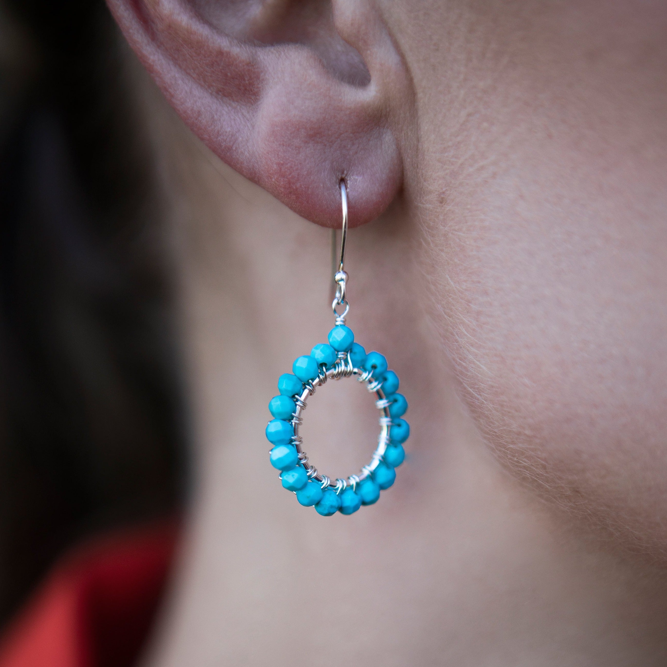 Buy Pink and Peacock Blue Bead Earrings Online On Zwende