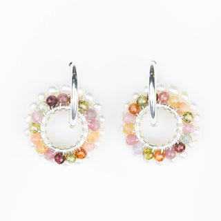 SILVER DOUBLE GEM EARRINGS