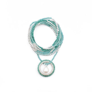 SILVER SUMMER GREEN HAYLEY NECKLACE (WITH PEARL CHARM)