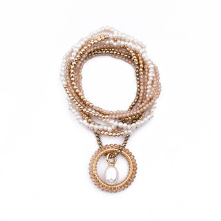 GOLD CHAMPAGNE HAYLEY NECKLACE (WITH PEARL CHARM)