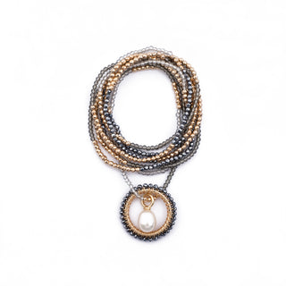 GOLD BLACK HAYLEY NECKLACE (WITH PEARL CHARM)