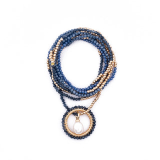 GOLD WINTER BLUE HAYLEY NECKLACE (WITH PEARL CHARM)