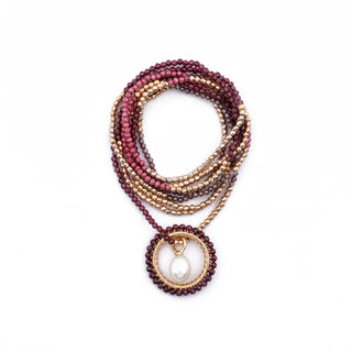 GOLD WINTER PINK HAYLEY NECKLACE (WITH PEARL CHARM)