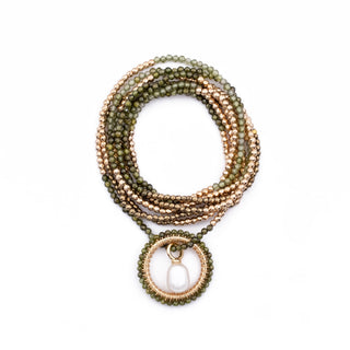 GOLD WINTER GREEN HAYLEY NECKLACE (WITH PEARL CHARM)