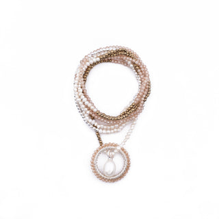 SILVER CHAMPAGNE HAYLEY NECKLACE (WITH PEARL CHARM)