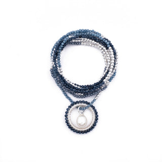 SILVER WINTER BLUE HAYLEY NECKLACE (WITH PEARL CHARM)