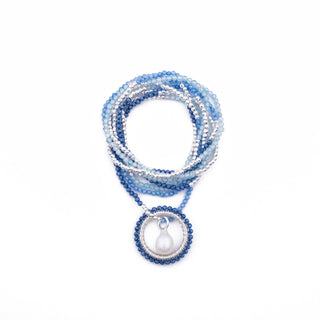 SILVER SUMMER BLUE HAYLEY NECKLACE (WITH PEARL CHARM)