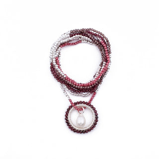 SILVER WINTER PINK HAYLEY NECKLACE (WITH PEARL CHARM)