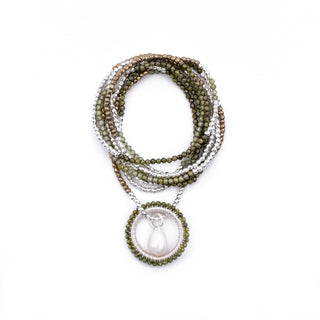 SILVER WINTER GREEN HAYLEY NECKLACE (WITH PEARL CHARM)