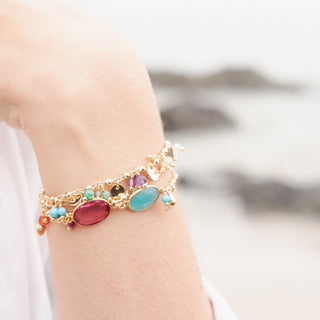 BLUE CHALCEDONY BEZEL BRACELET