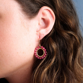 SMALL ROUND GEM EARRINGS