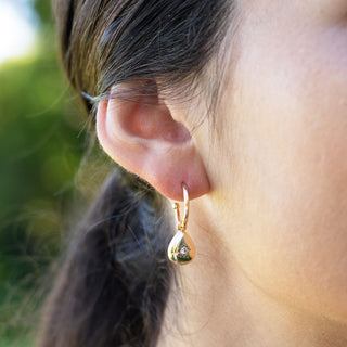 GOLD CZ TEARDROP EARRINGS