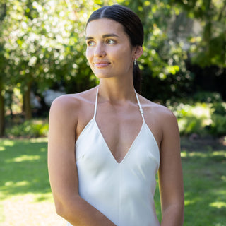 WHITE TEARDROP CHARM - SILVER