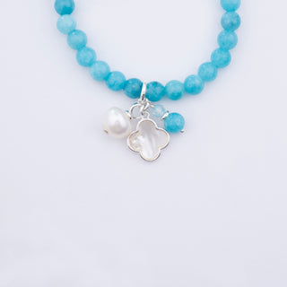 BLUE AGATE BEAD BRACELET