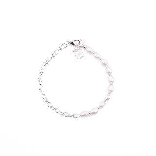 SILVER HALF PEARL BRACELET