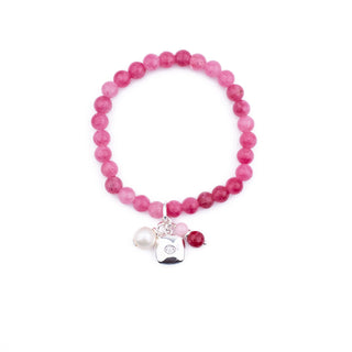 PINK AGATE BEAD BRACELET