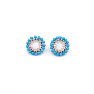 TURQUOISE AND PEARL ROUND STUDS