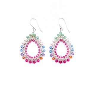 MULTICOLOUR SILVER ROLO EARRINGS
