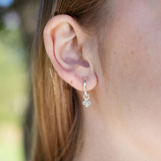 SILVER CZ FLEUR HUGGIE CHARM