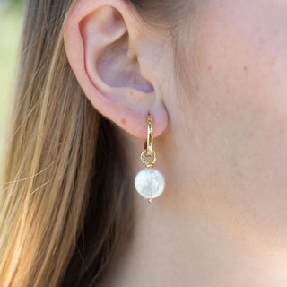 GOLD COIN PEARL HUGGIE CHARM