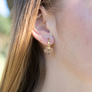 GOLD FOUR LEAF FLOWER HUGGIE CHARM