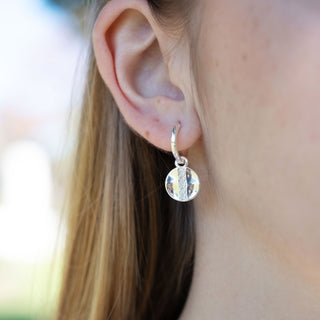 SILVER SPLIT COIN HUGGIE CHARM