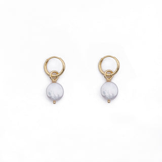 GOLD COIN PEARL HUGGIE CHARM