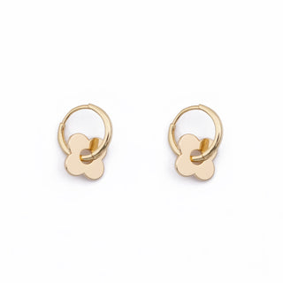 GOLD FOUR LEAF FLOWER HUGGIE CHARM