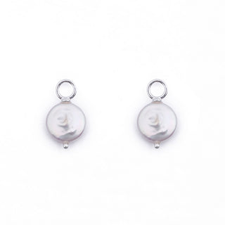 SILVER COIN PEARL HUGGIE CHARM