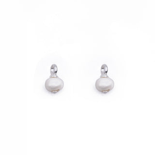 SILVER RICE PEARL HUGGIE CHARM