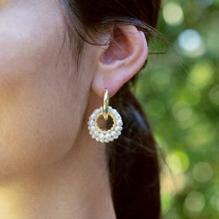 GOLD GEM RING CHARMS - FRESHWATER PEARLS