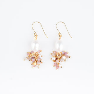 PINK TOURMALINE WITH FRESHWATER PEARL EARRINGS