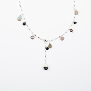 LONG VILMA GEM NECKLACE SILVER