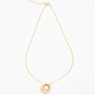 PEARL DOUBLE RING NECKLACE